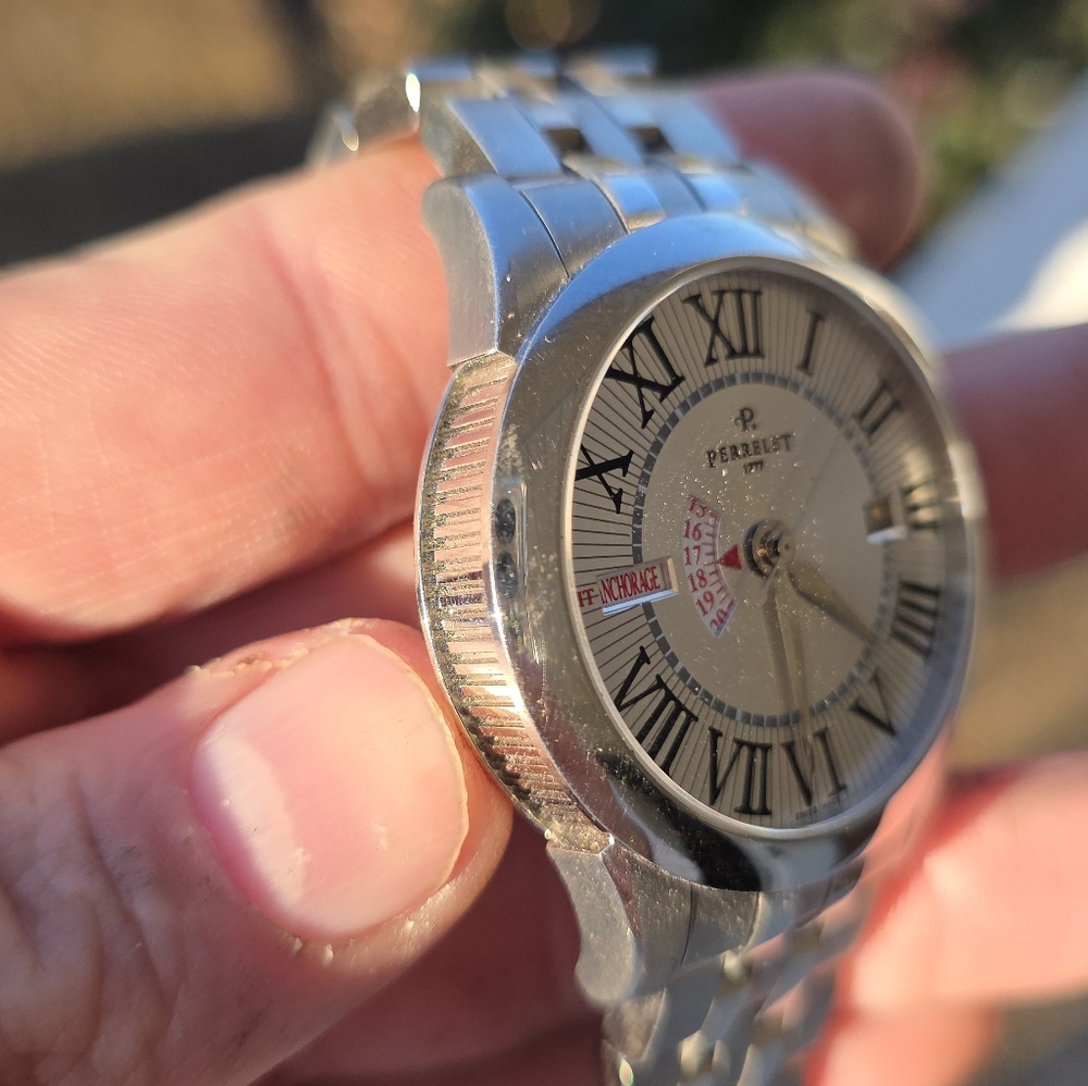 Perrelet Stainless Watch with Roman Numerals and Date Display - Picture 6 of 9